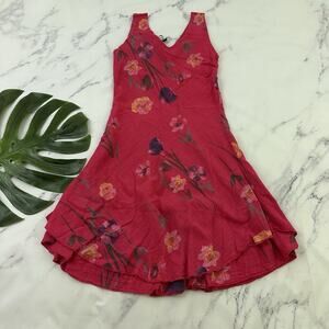 Charlie B Made in Italy Sundress Shift Dress Size P S New Pink Floral Layered